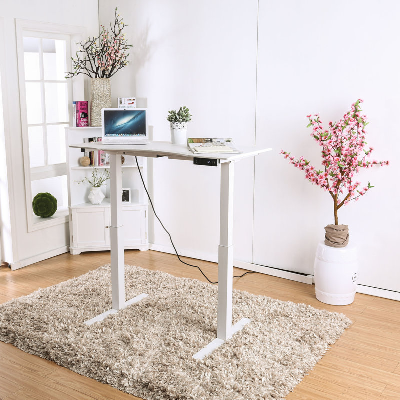 Symple Stuff Height Adjustable Standing Desk with Built in Outlets